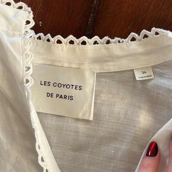 Les Coyotes De Paris Size 34 Ella White Blouse With Lace Inserts - Picture 7 of 9